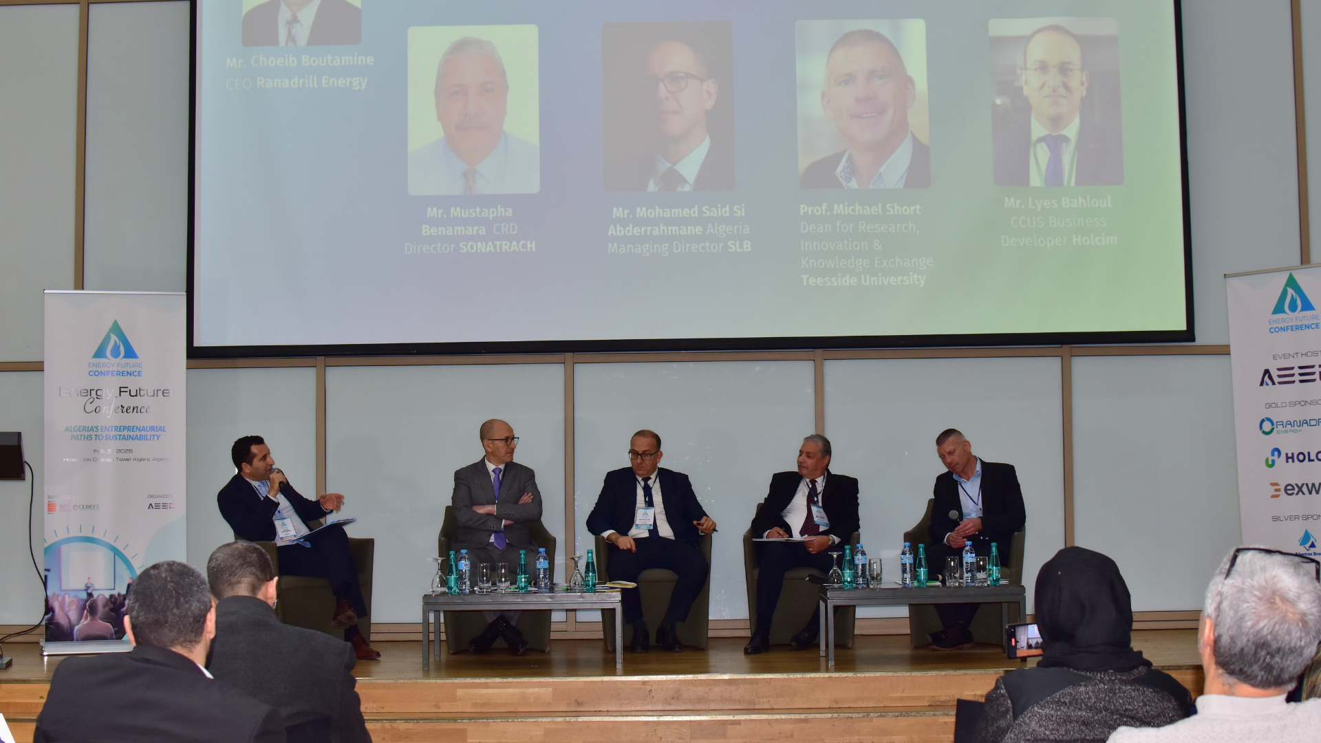 Energy professionals discussing sustainable solutions